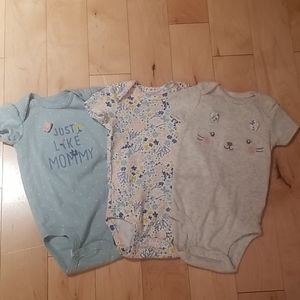 Set of 3 Baby Girl Onsies